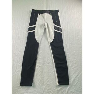 Express Stella Low Rise Legging Colorblock Moto Jeans Black White Faux Leather 4